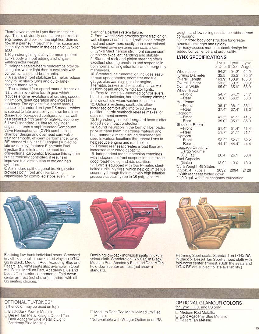 1983 Mercury Lynx Brochure Page 11